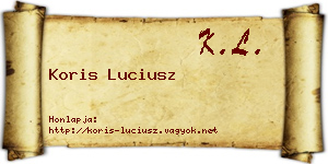 Koris Luciusz névjegykártya